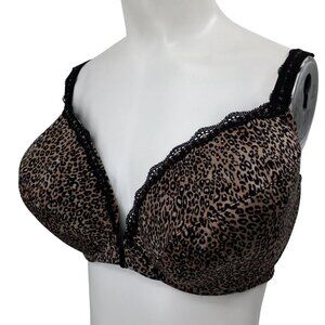 Victorias Secret Lightly Lined Plunge Leopard Underwire Bra Size 38DDD Front